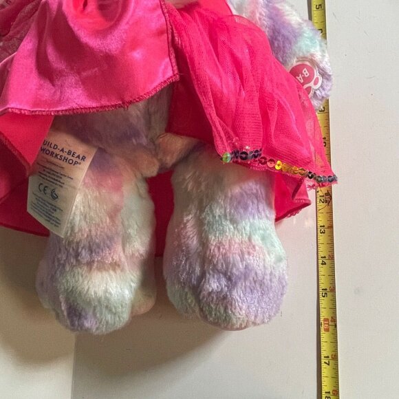Build-A-Bear Colorful Tie Dye Plush Cat In Pink Sequin Dress 16" - Picture 12 of 12